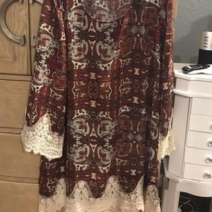 Dress with lace trimming